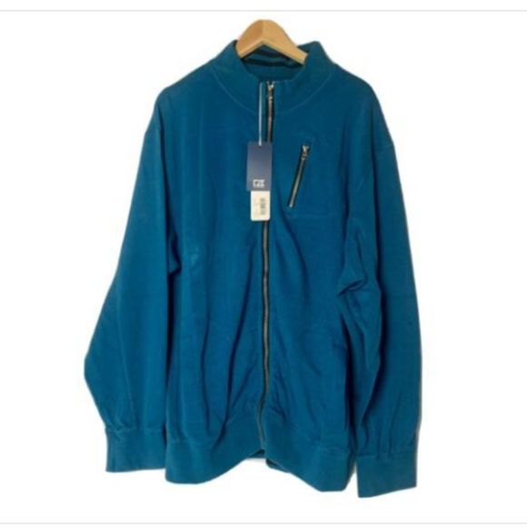 Cutter & Bucks Mens Sweater Blue Full Zip Long Sleeve Size 2XB/2TG Zip Pocket - Picture 1 of 7